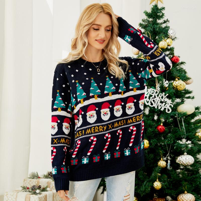 Designer Women's Sweaters Christmas Print Women Christmas Sweaters Winter Casual Loose Full Sleeve Knitwear Oversize Jumper Warm Soft Xmas Look C
