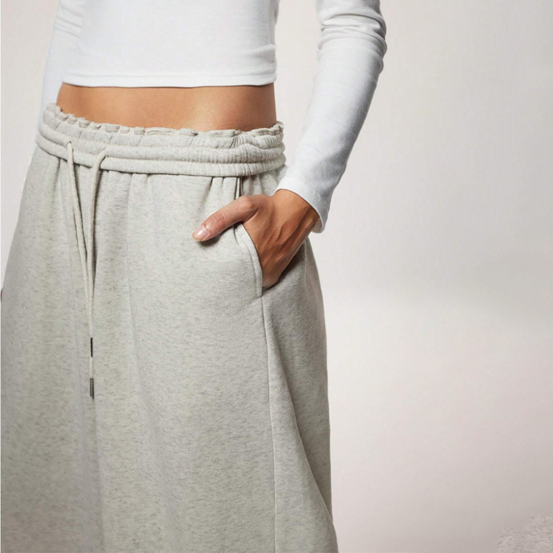 Spring and Autumn Solid Color Loose Feeling Loose Straight High Waist Skinny Wide Leg Pants yoga pants apricot