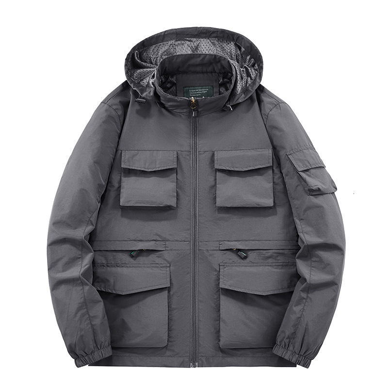 Men's Multi-pocket Jacket With Hood, Designer Hoodie Jacket Tracksuit Men Polo Veste Coat Casual Windproof And Waterproof Outdoor Jacket