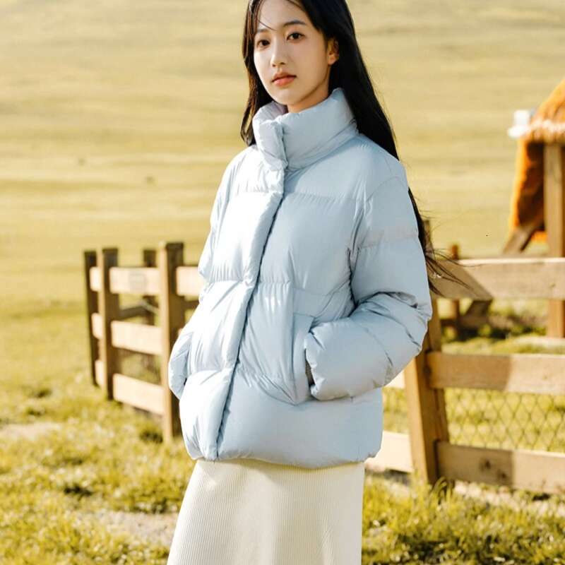 Women Three-Proof Solid Color Stand-Up Collar Loose Simple Winter 2024 New Versatile Goose Warm Down Jacket Coats Designer Women
