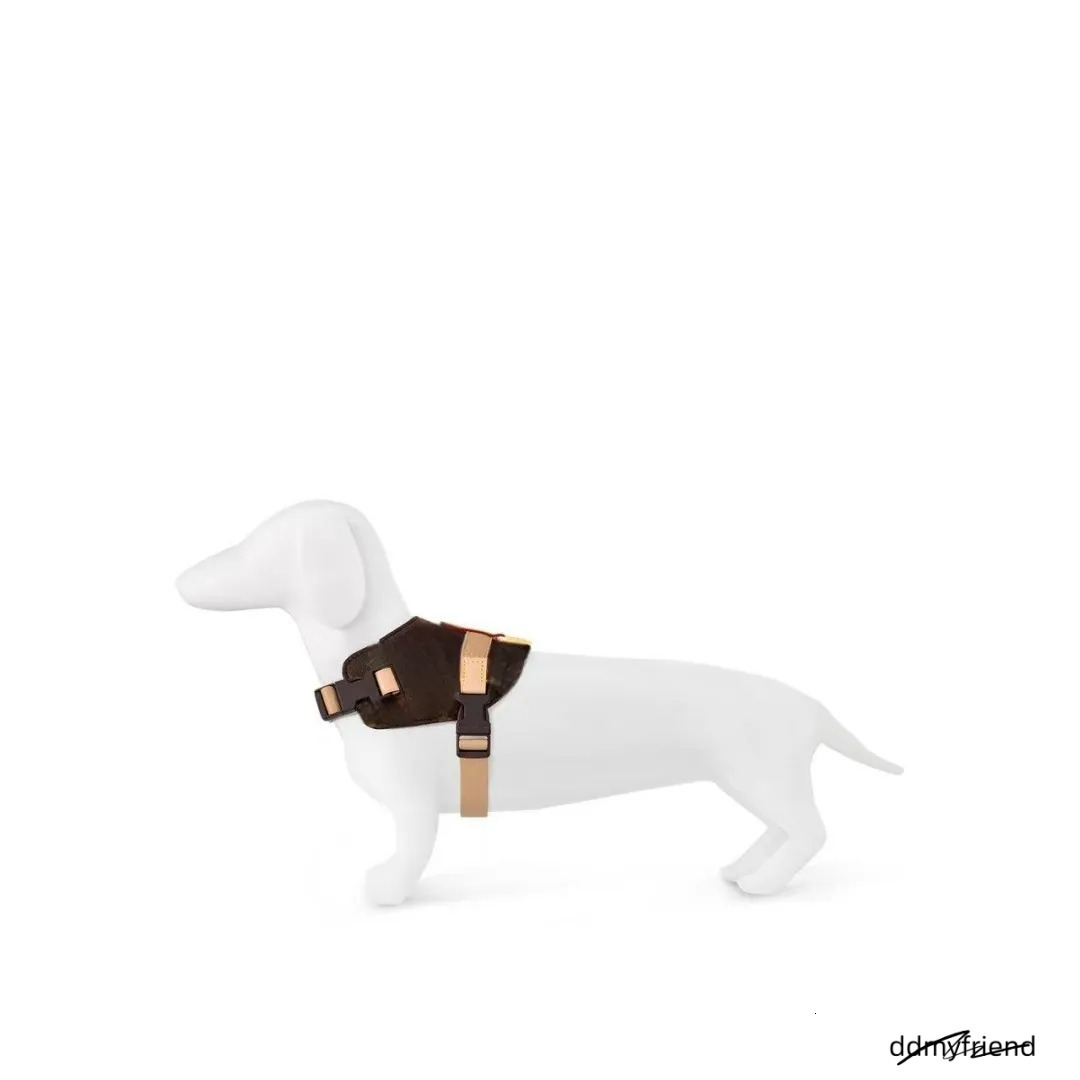 Designer Dog Harness, No-Pull Pet Vest With Classic Letter Pattern, No Choke, Adjustable, Easy Walking And Training For Small, Medium Dogs Brown B267 