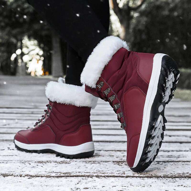 Snow Platform Non-Slip Winter Shoes Fur Warm Ankle For Women Wedges Waterproof Thigh High Boots