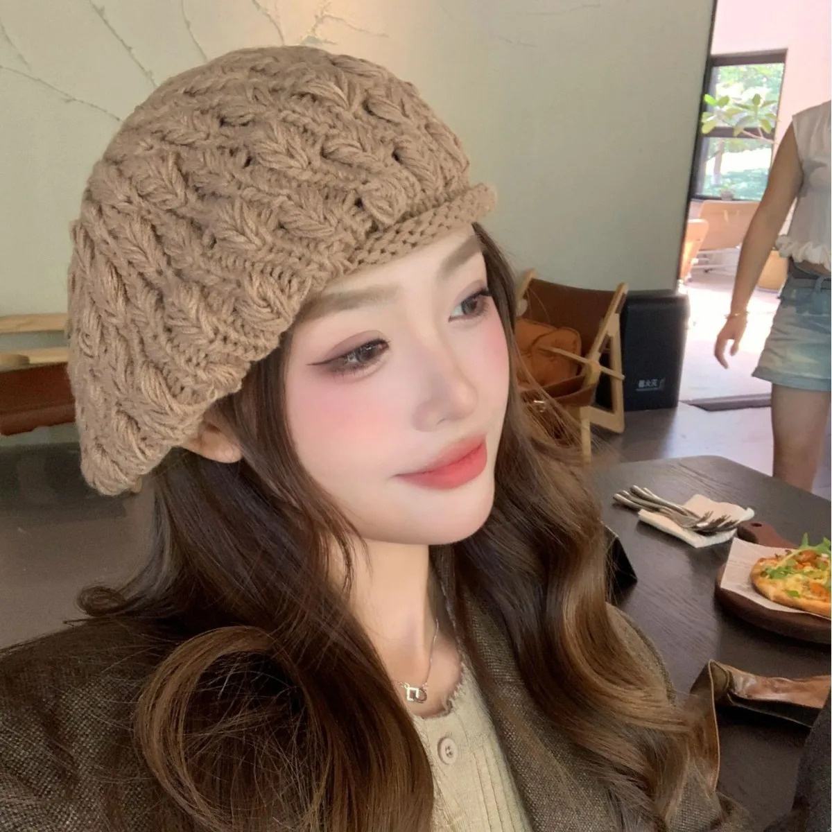 Womens AutumnWinter Versatile Beret Daily Wear Slouchy Knitted Hat 5660cm with Solid Color 251023