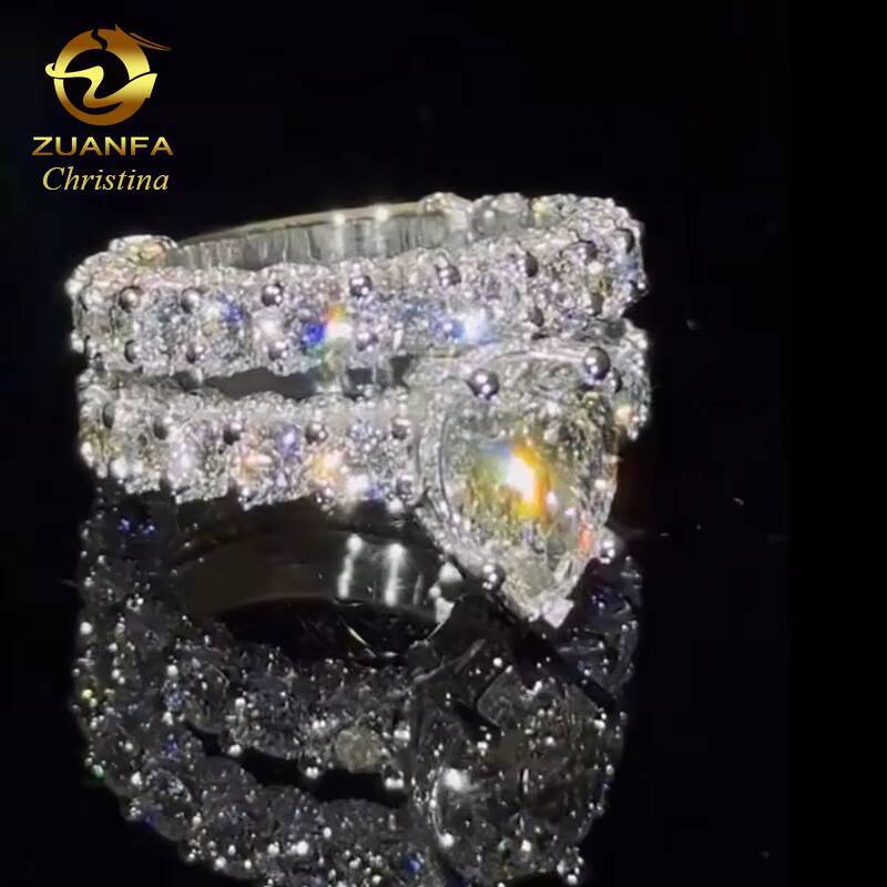 Custom Moissanite Jewelry Pear Cut Diamond Engagement Ring Fashion Band Rings for Women