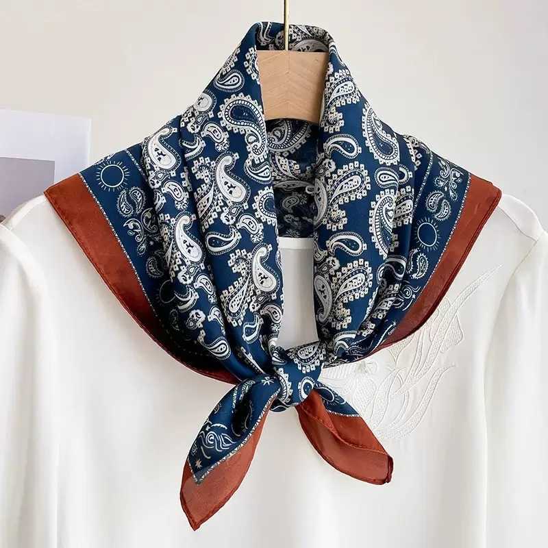 Paisley Cashew Print 7070cm Silk Square Scarf Women Neck Tie Soft Satin Neckerchief Female Foulard Headband Hijab Decorate Hand C251024