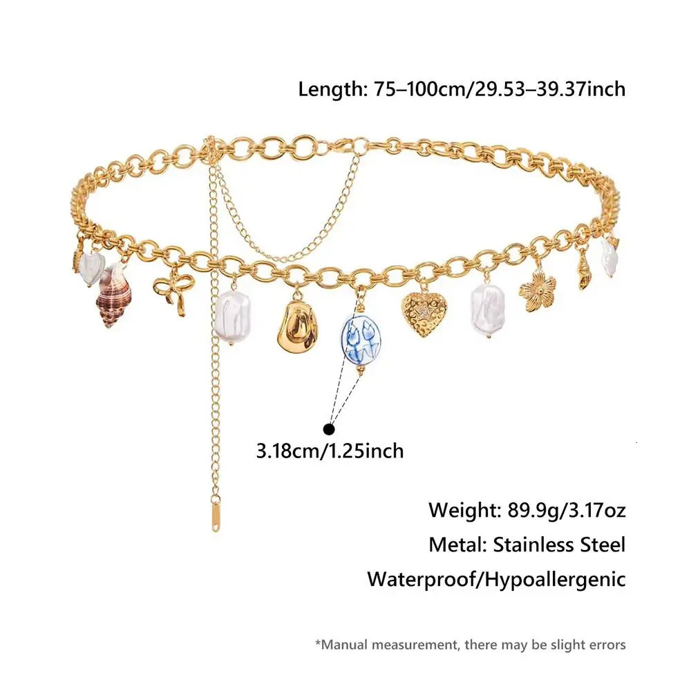 Jewelry Accessory Natural Shell Waist Chain Stainless Steel Sexy Pearl Body Chain Summer Waterproof Beach Jewelry for Women 251023