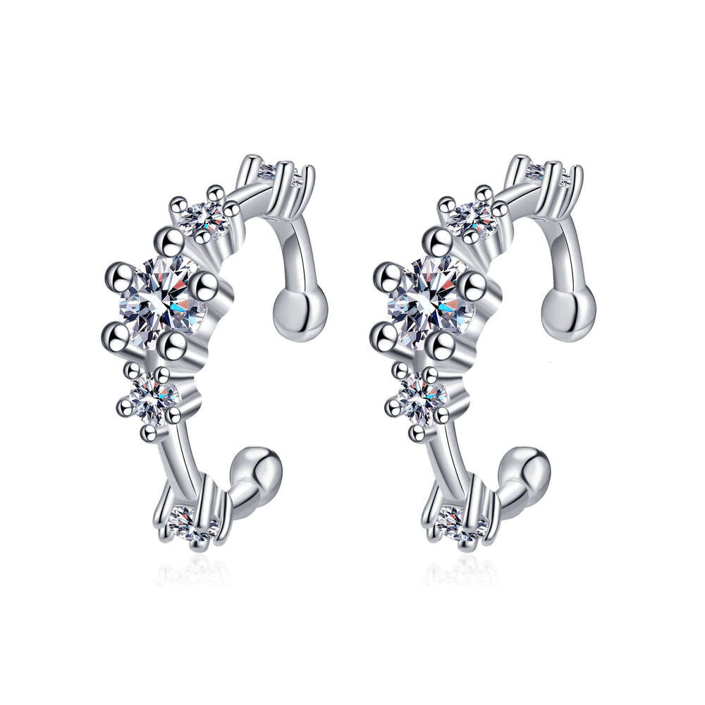 DHCollections-- Xindeyi S Pure Sier Versatile Simple Design Sense Earrings Sweet Cool Style Moissanite Ear Bone Clips