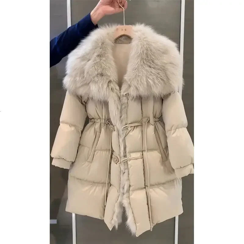 Winter Fur Collar Down Jacket Women Highgrade Feeling Super Goodlooking Little Man Fried Street Fur Collar Coat 251024