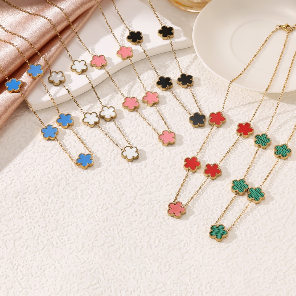 Designer Necklace For Women's Earrings Titanium Steel Colorful Necklace Bracelet Collection Personality Simple Style Luxury Fashion Necklace 3010