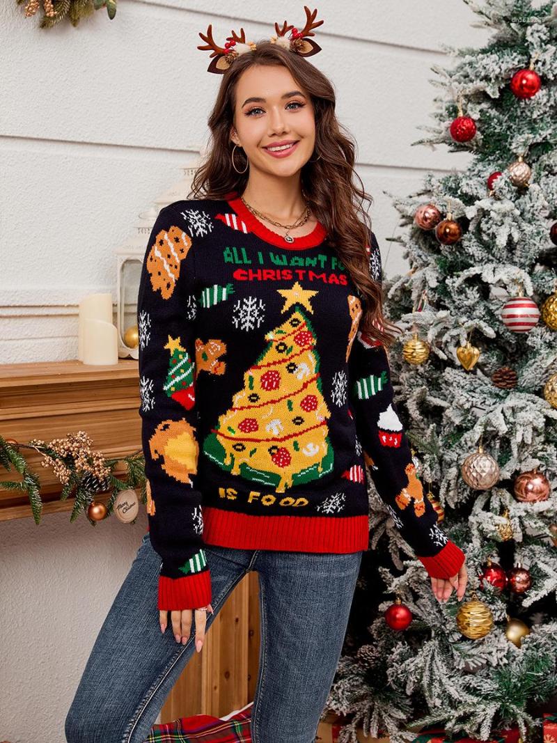 Designer Women's Sweaters Christmas Print Women Christmas Sweater Winter Casual Loose Full Sleeve Knitwear Oversize Jumper Warm Softs Xmas Look C