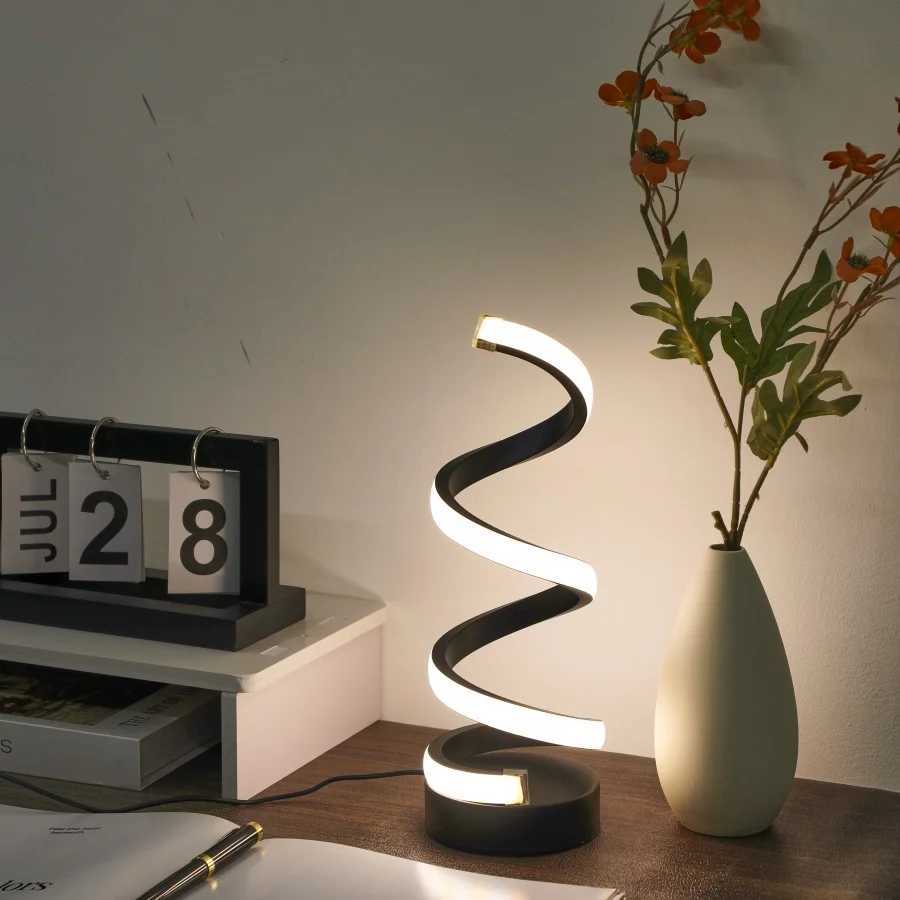 1PC Simple Spiral External Emitting Bright Desktop Desk Lamp USB Threecolor Lighting Suitable for Living Room and Bedroom D C251115