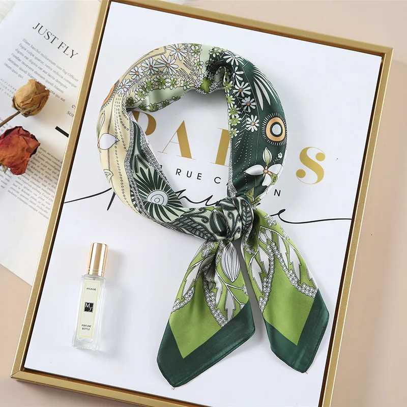 Luxury Spring New Imitated Silk Scarf Wen Fashion 70cm Print Square Scarf Soft Satin band Shl Wr Hijab Foard Ribbon Y251024