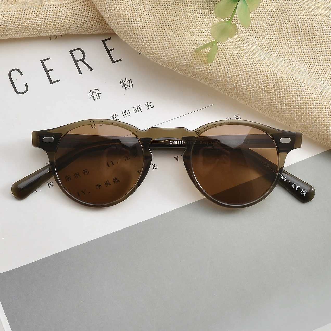 Gregory Peck Brand Designer Men Women Sunglasses Vintage Polarized Sunglasses OV5186 Retro Sun glasses oculos de sol OV 5186T251024