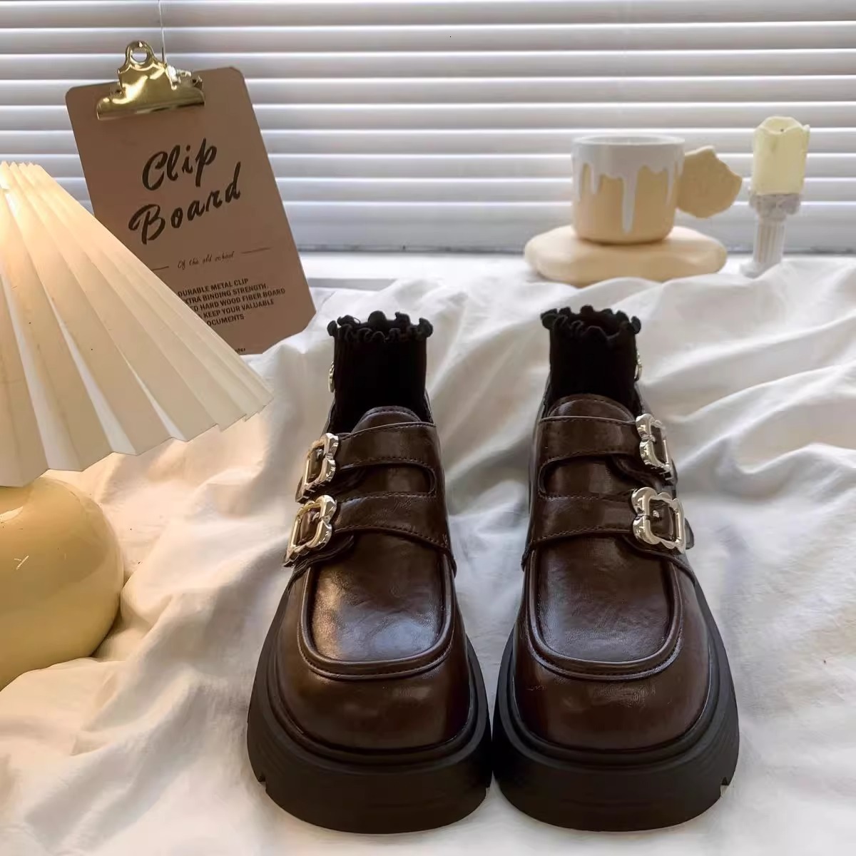 2025 Spring New British Style Loafers with Chunky Heels and Thick Soles, Fashionable Mary Jane Shoes for Petite Women ddmythur