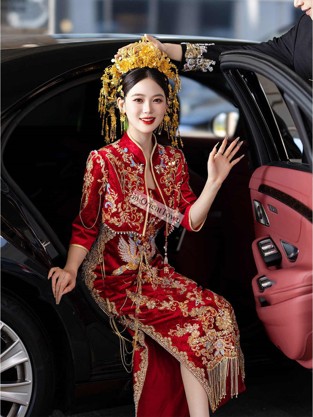 Asian in OrientTown Bride Wedding Dress Xiuhe Traditional Chinese Toast Ceremony Tops + Skirt Sets for Lady Party Attire CT043