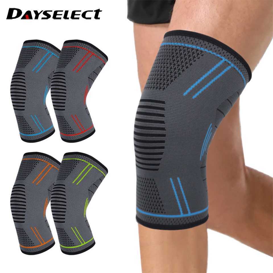 1Pcs Elastic Knee Pads Silicone Antislip Knitted Breathable Nylon Sports Fitness Kneepads Basketball Volleyball Outdoor SportsW251024