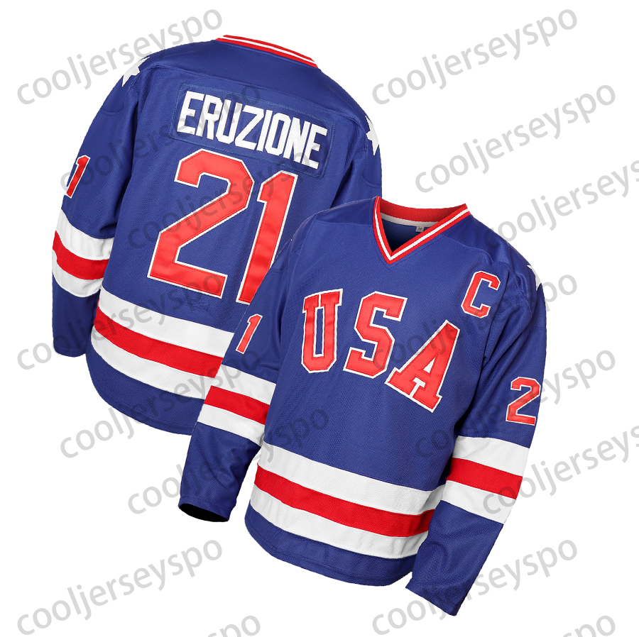 In Stock 1980 USA Hockey Jerseys 21 Eruzione 96 CONWAY 30 Craig 17 Ocallahan Stitched Fast Shipping Embroidered Polyester Retro Classic Sportswear Jer
