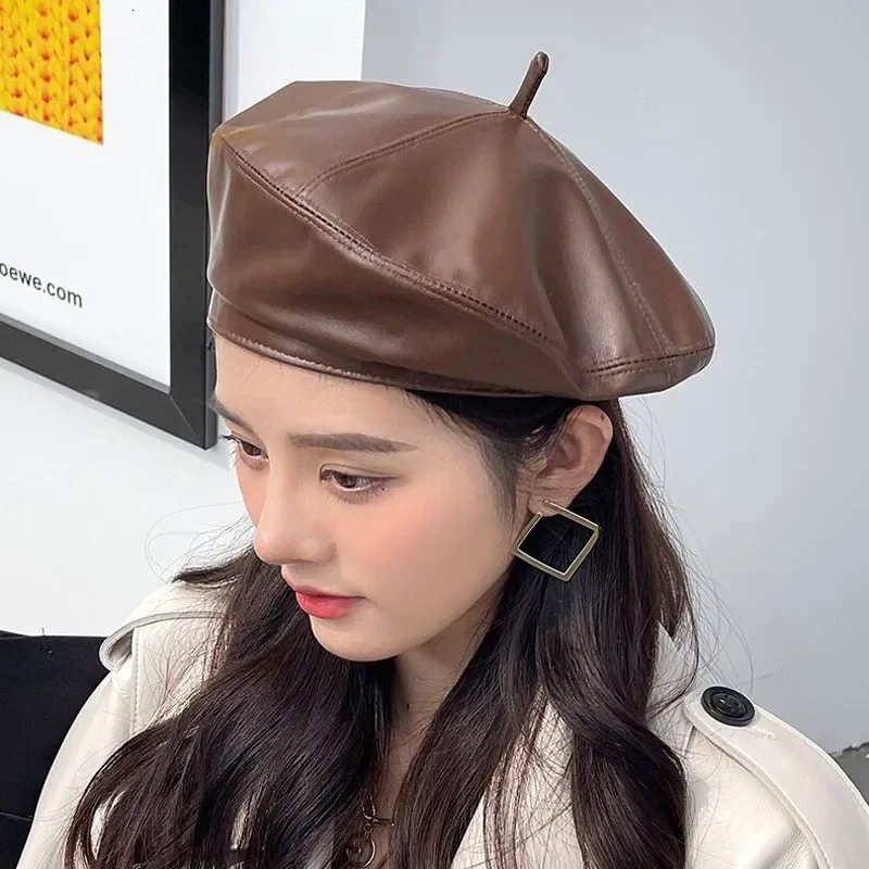 Fashion Felt 100 High Quality Real Leather Beret Hat Women Cap Female Ladies Beret Girls For Spring Autumn Pumpkin Hat 251023