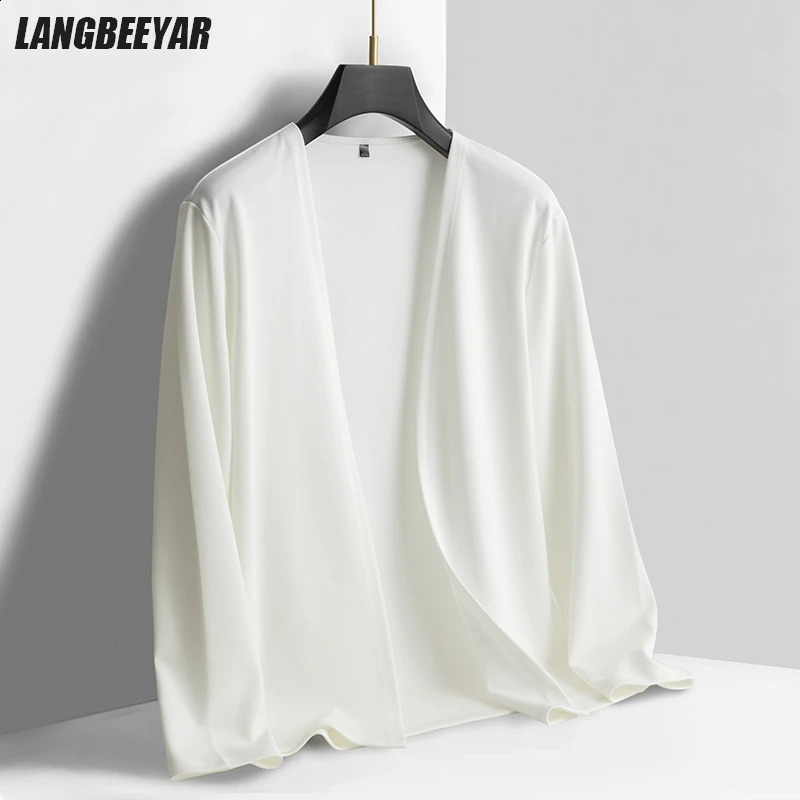 Top Quality Open Fashion Knit Mens Cardigan Thin Korean Sweater Casual Japanese Solid Coats Jacket Clothing 251015