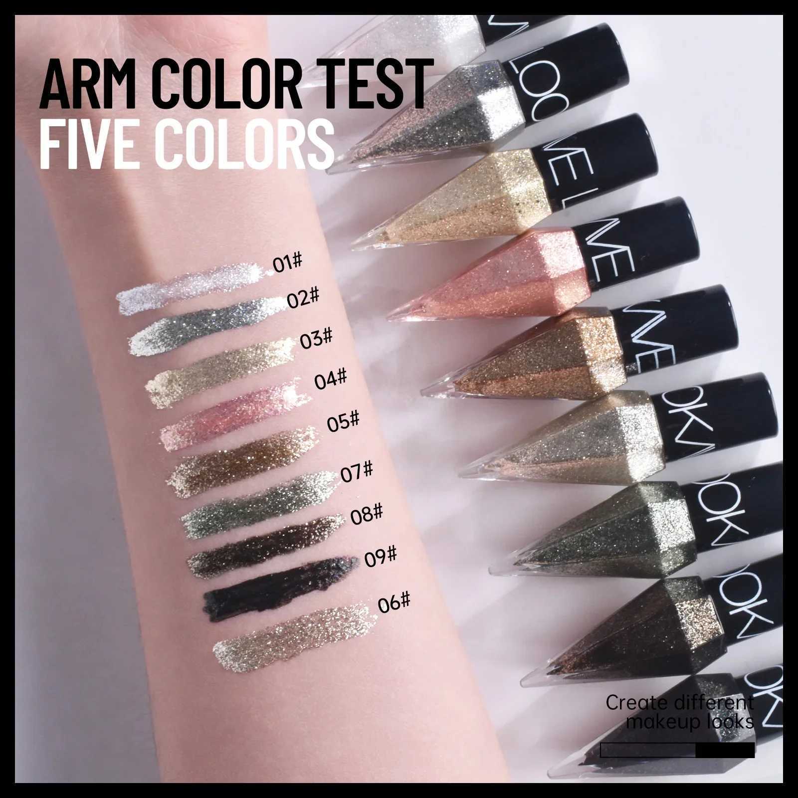 9Color Diamond Shiny Eye Shadow Eyeliner Pen Pearl Light Color Fast Drying Waterproof Eyeliner LiquidL251024