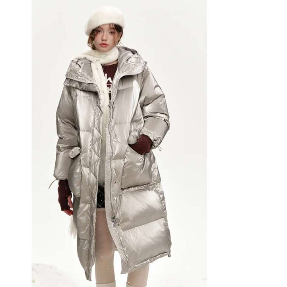 2025 Winter New Arrivals Hooded Drawstring Pockets Long Down Jacket For Womens Coat