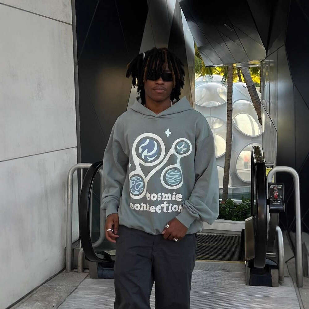 2025 New American High Street Niche Trendy Brand Graffiti Foam Letter Loose Couple Men and Women Hooded Sweatshirt