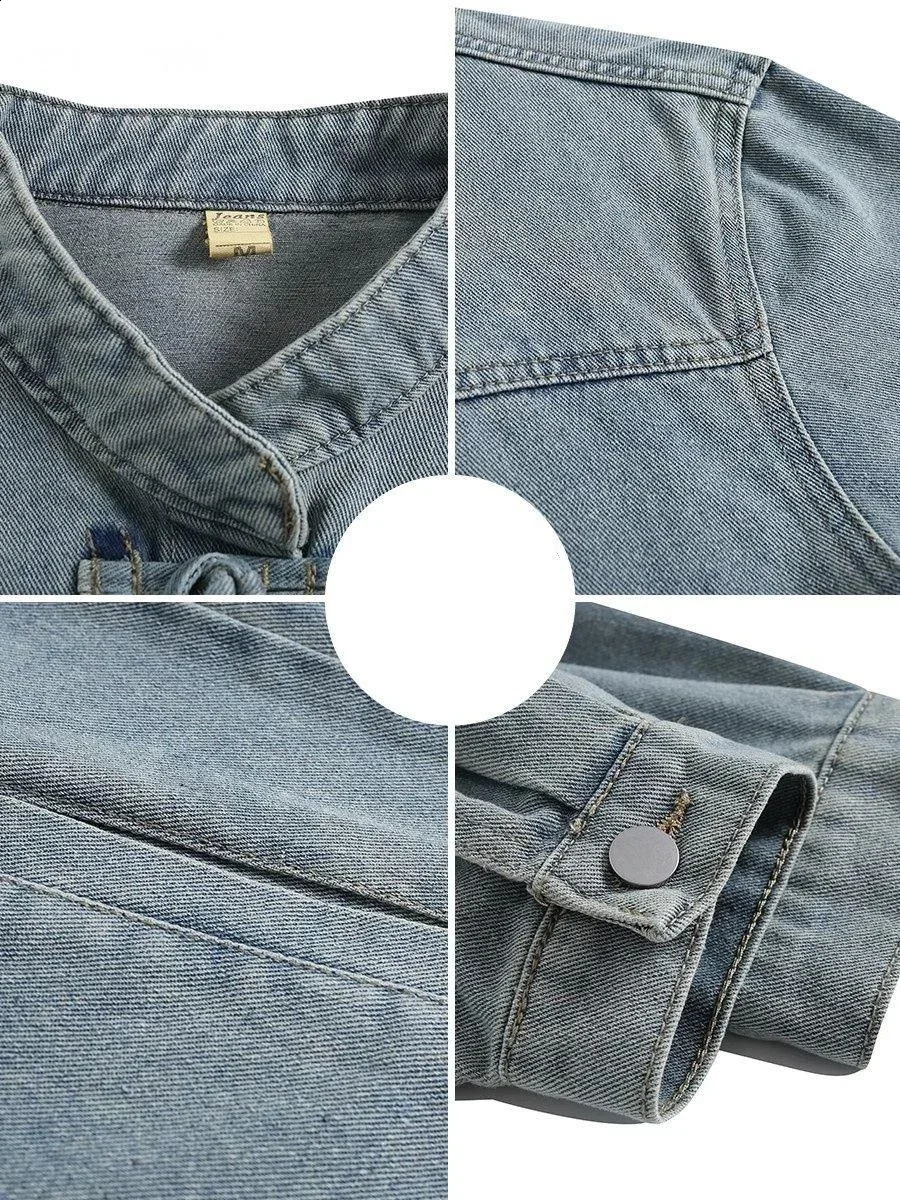 Vintage Chinese Style Denim Jacket Men Streetwear Oriental Clothes Autumn Male Jeans Coat 2025 Fashion Hip Hop Loose Outerwear 251017