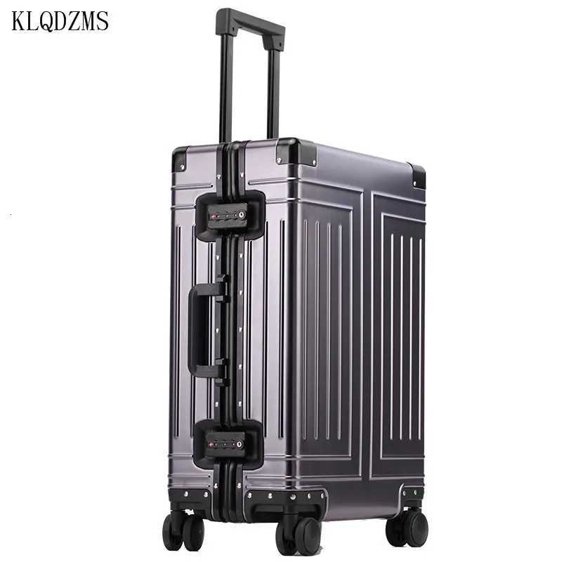 KLQDZMS 20242629 inch 100 Aluminum Alloy Fashion Business Travel Luggage Detachable Lining Highend Business SuitcaseW251024
