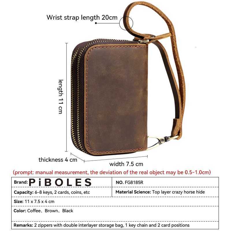 Genuine Leather Key Wallet For Men Retro Car Smart Key Case Double Zipper Housekeeper Keys Coin Pouch Organizer Handbag Women Z251023