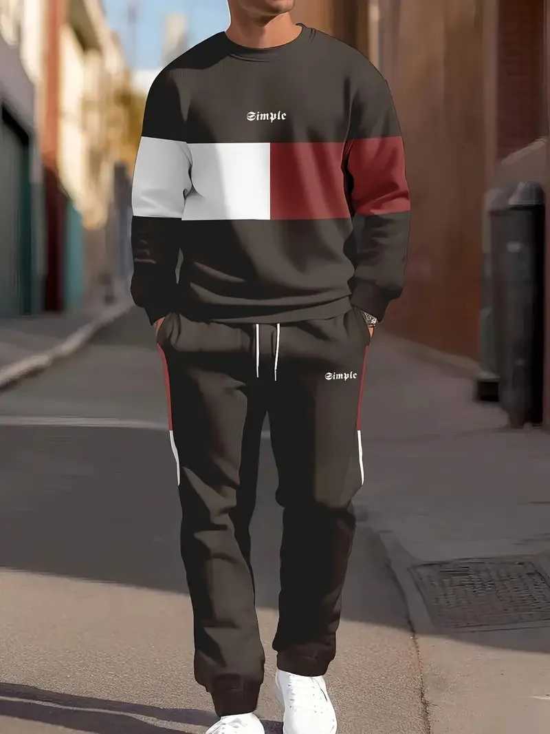 The new mens hoodie set for Spring and Autumn 2025 is a casual fashionable soft and comfortable 3D letter pattern printT251024