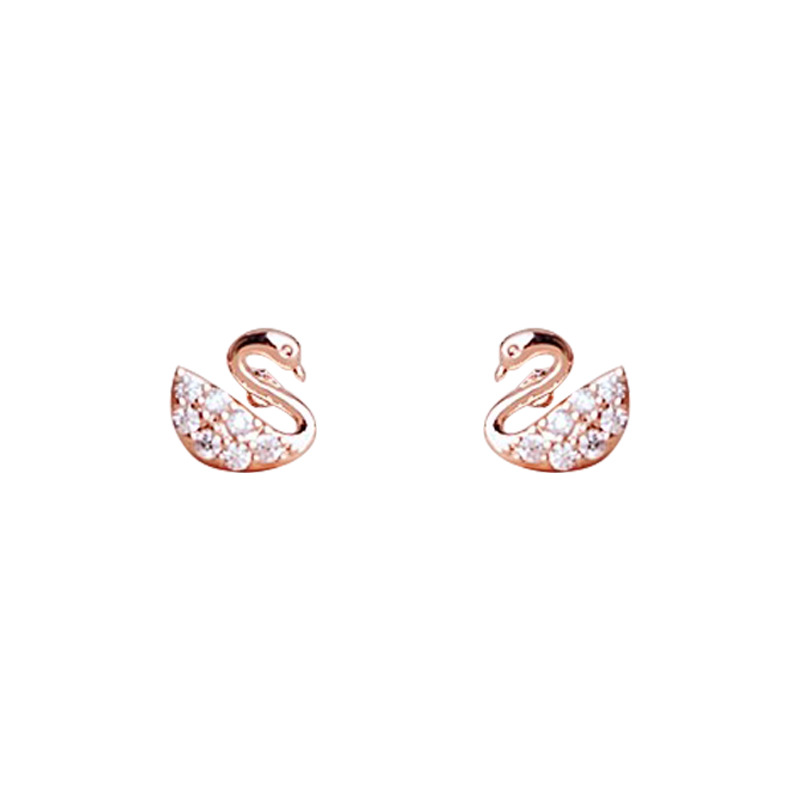Luxury earrings Full diamond 925 silver needle swan earrings fashionable zircon light luxury niche design swan pearl earrings Designer earrings free s