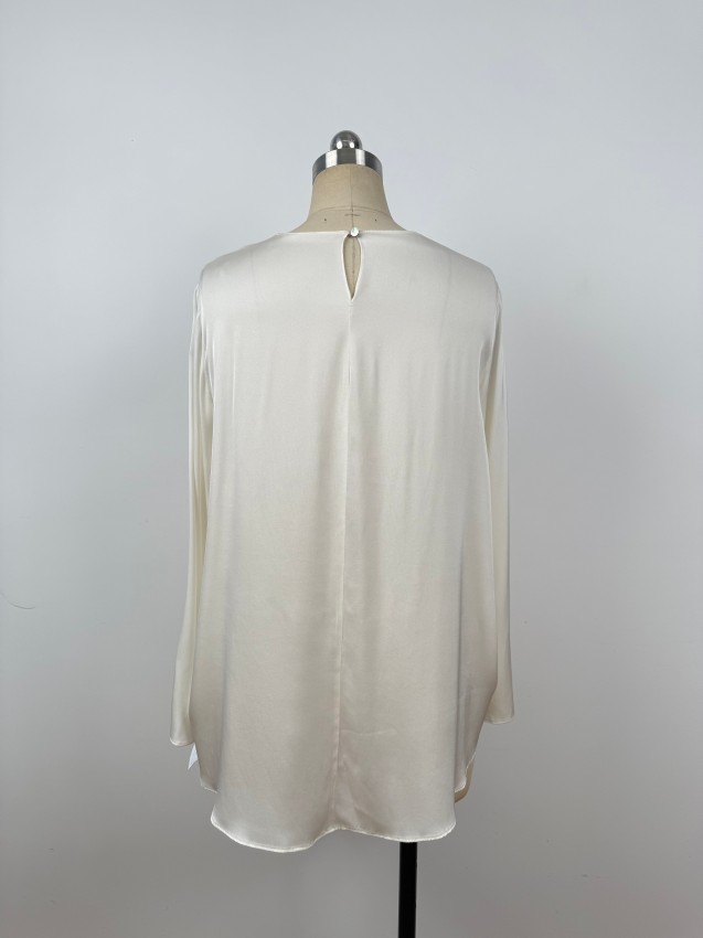 Simple, Sophisticated, Elegant, Light Luxury Silk Long-Sleeve Top JYS37011