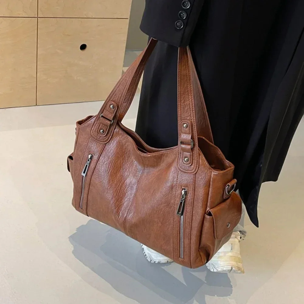 Soft Interior Compartment Shoulder Bags 2025 High Quality Contrasting Colors Bags for Women Fashion Zipper Pu Womens Handbags 251023ww