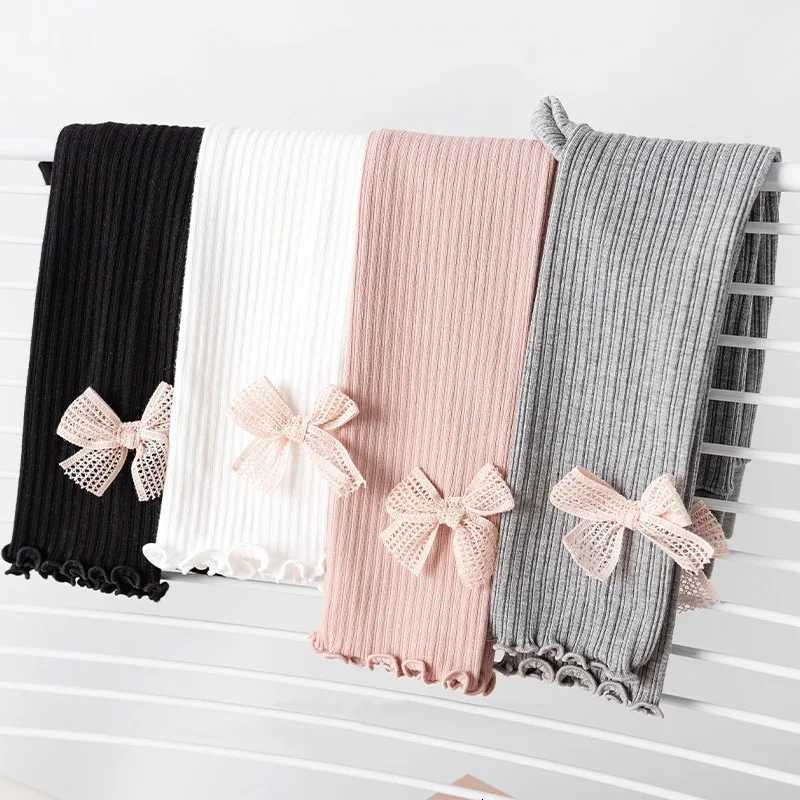 Kids Girls Leggings Spring Autumn Cotton Kids High Waist Pants Soft Sweet Bows Princess Childrens Tights 112Years PantyhoseT251024