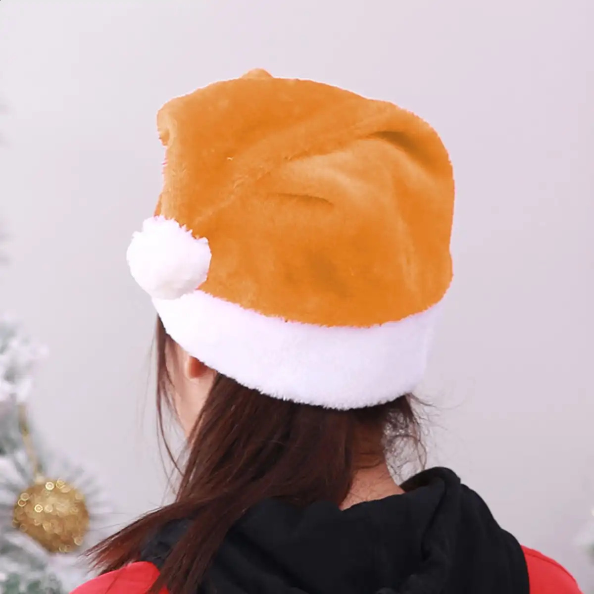 1pcChristmas Black Red Plush Hat Santa Novelty Hat s Christmas Decorations For Year Home Santa Claus Gift Party Supplies 251023
