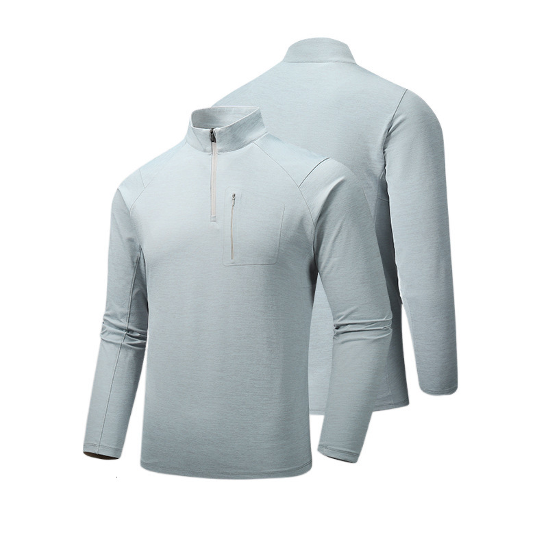 Men's Fitness Quick-Dry Long Sleeve Base Layer Clothing Sweat-Wicking Running Half-Zip Stand Collar