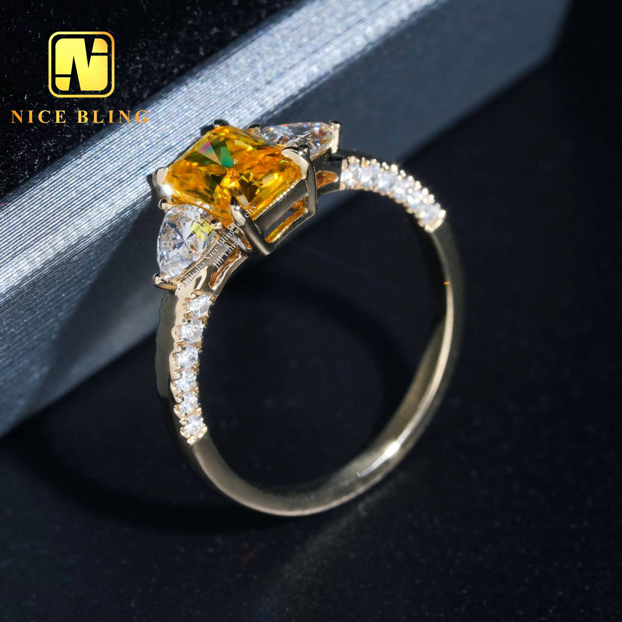 Ice Crushed Cut Custom Moissanite Engagement Ring for Women Lab Grown Diamond Rings 10k Solid Gold Ring Jewelry
