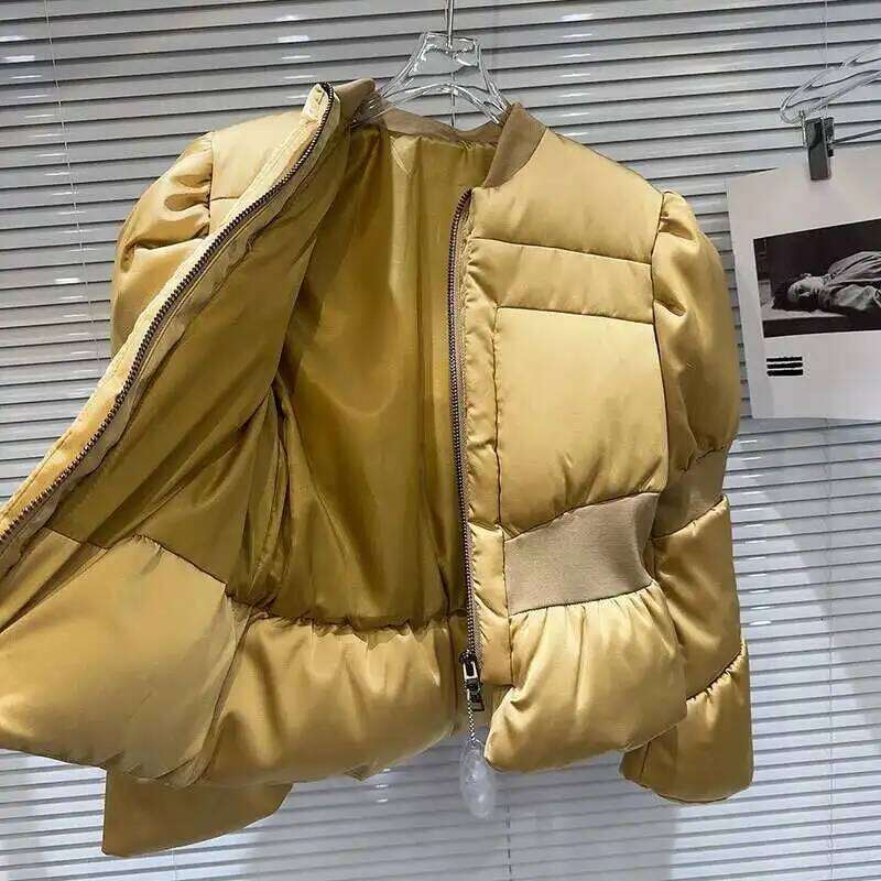 2025 Winter New Items Fashion Women's Thread Waist Design Warm Jacket Casual Solid Color Zipper Cotton Padded Womens Coat