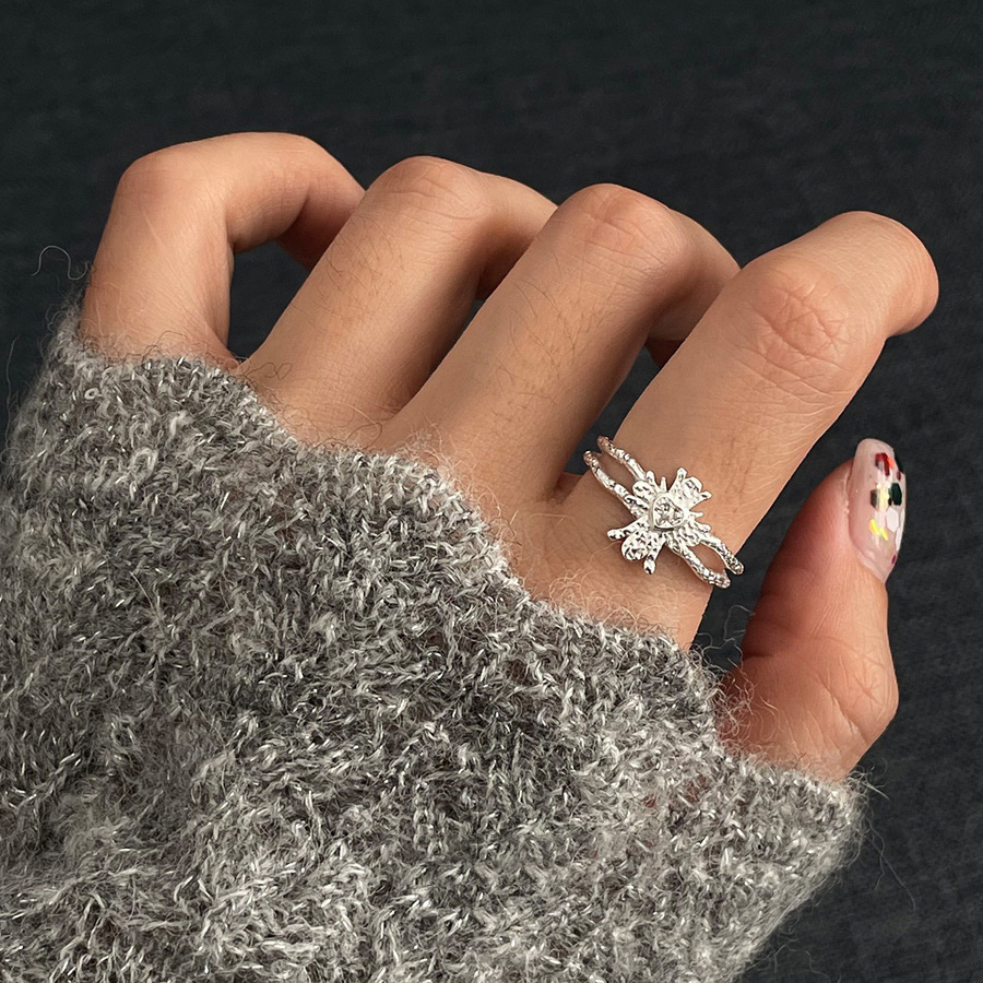Designer ring Hip hop cross ring zircon inlaid geometric hollow ring men women's minimalist trendy ring free shipping Valentine's Day gift w