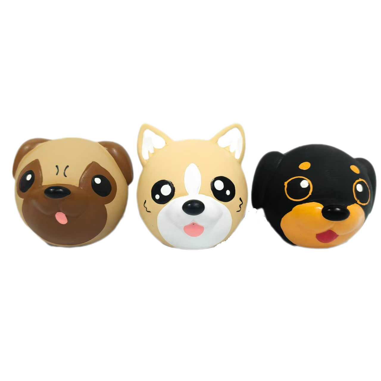 Rubber Squeaky Chewy Dog Toy Soft Natural Latex Screaming Sound Interactive Bouncy Animal Head Balls Dog Toys with Bright Colors for Small Dogs Supris