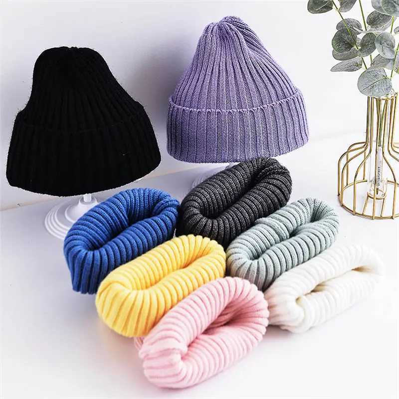 Baby Kids Ribbed Knitted Beanie Hats For Girls Boys Casual Toddlers Windproof Cap 6M4Years Baby Photography Props AccessoriesL251024