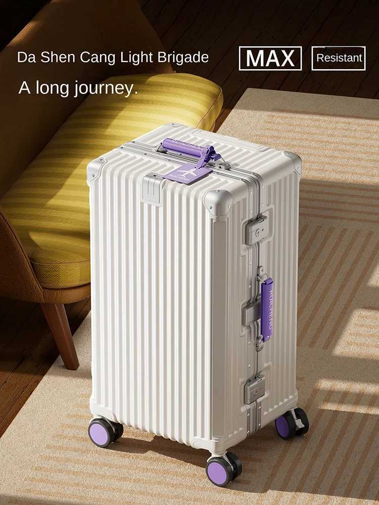 283032 inch Travel Suitcases Large Capacity New Strong and Durable Thickened PC Aluminium Frame Trolley Suitcase 20 CarrierW251024