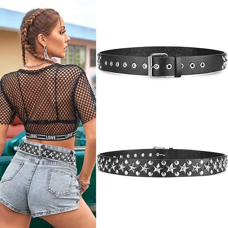 Authentic Rock Chic Bullet Rivet Leather Belt Edgy Womens Fashion Belt with Goth Studs W251024