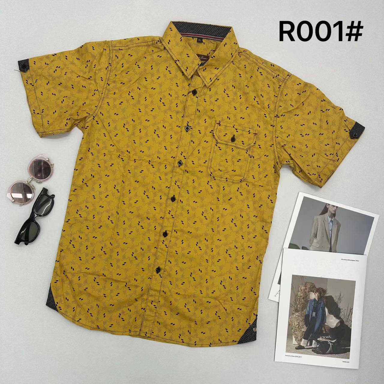 Men's Printed Cotton Shirt - Breathable & Soft, Loose Fit, Various Patterns, Short Sleeve Casual Shirt for Daily & Vacation Wear(R001) - NO23
