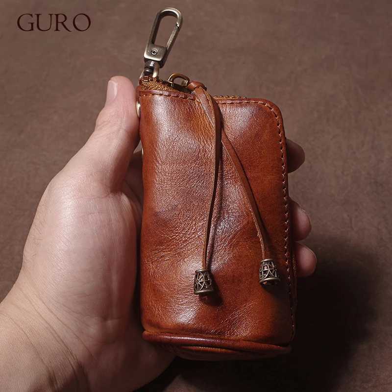 GURO Vintage Genuine Leather Key Bag Men and Women Mini Coin Purse Luxury Cowhide Wallet Card Holde Housekeeper Home Organizer Z251023