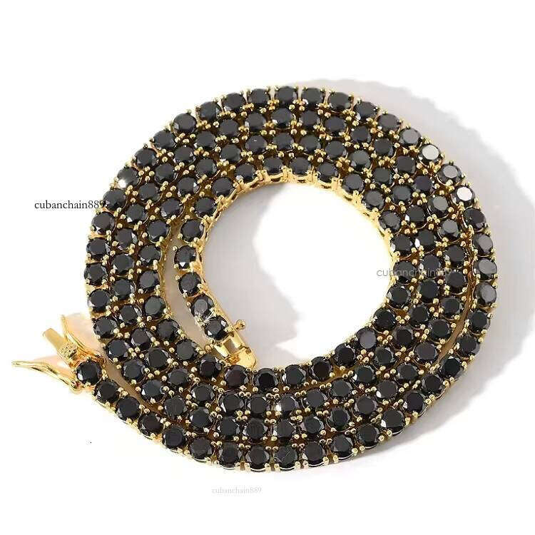 All Black Sterling Sier Silicon Stone Tennis Chain 2mm-4mm Female/Male Gold Plated NecklaceFree of charge delivery