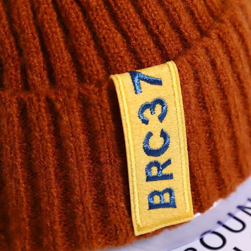 Winter Baby Knitted Hat Solid Color Woolen Crochet Bonnet 16year Children Warm Pullover Cap Fashion Kids Beanie Letter SkullcapL251024