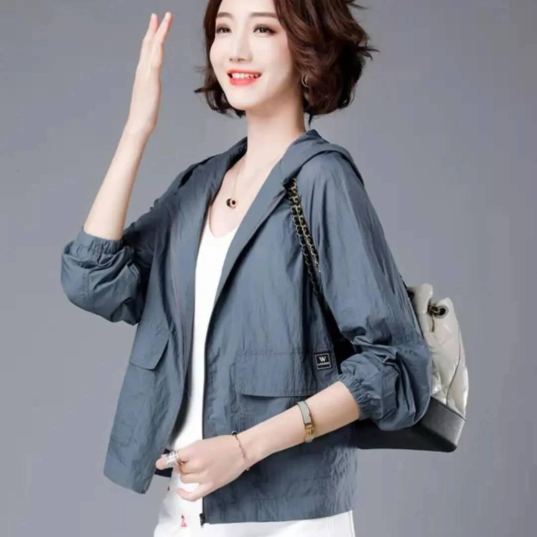 Women's Short Lightweight Loose Breathable Sun Protection Clothing Large Size Comfortable Trench Coat Summer Autumn Outerwear dongdumaoyi