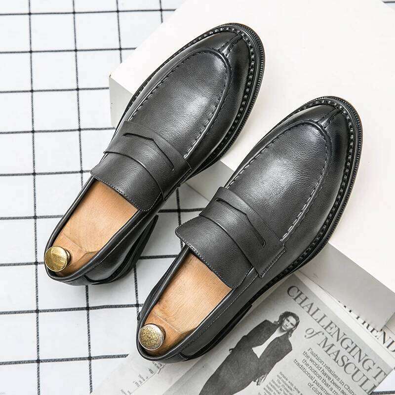 Premium Sier Business Men's Oxford Leather Brand Loafers Slip On High Quality Wedding Soft Sole Dress Shoes