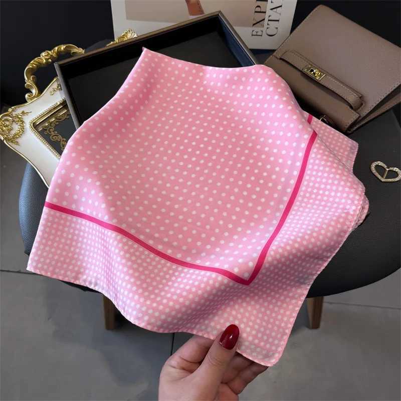 Luxury Brand 2025 Dot Print Square Silk Scarf for Wen Hijab Hair Bands 70cm Neckerchief Fem Satin Shl Ribbon band Y251024
